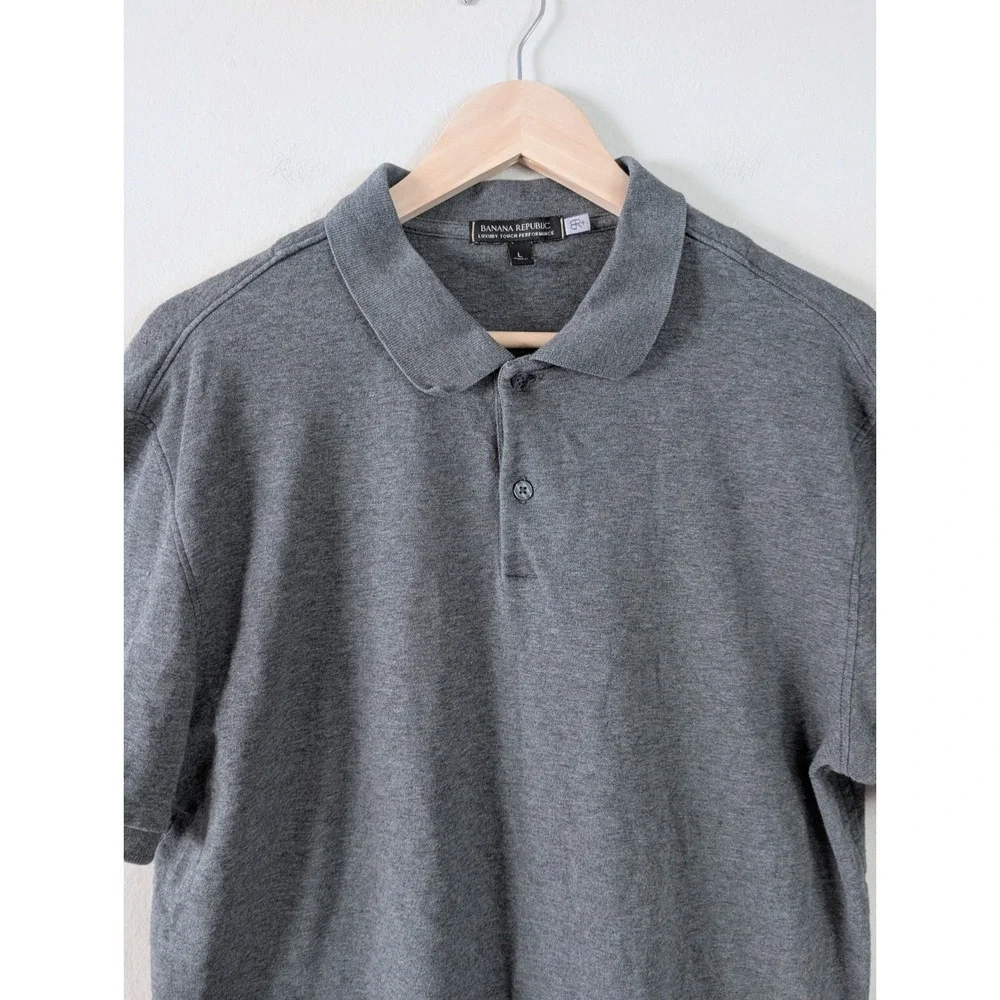 Banana Republic Luxury Touch Performance Polo Shirt Mens‎ L Grey Casual Preppy